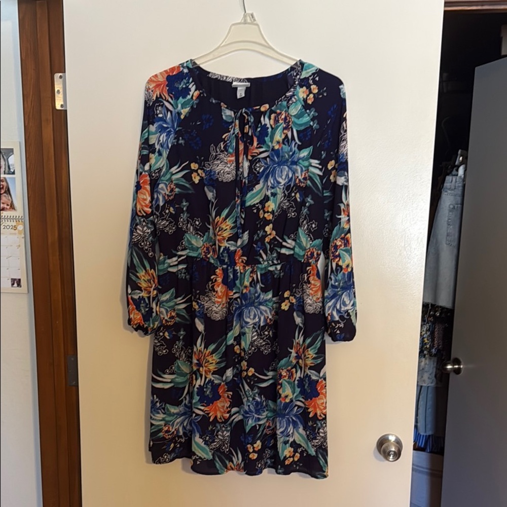 Ava & Viv Blue Orange Bishop Sleeve Sundress